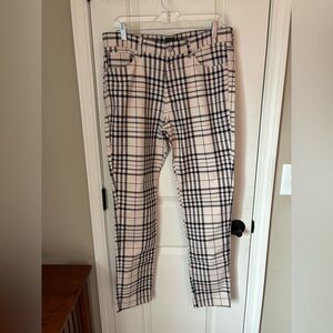 H&M Black and Cream Plaid Straight Leg Jeans
